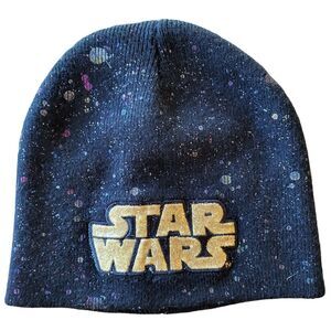 Star Wars Embroidered Gold Metallic Paint Splatter Logo Beanie